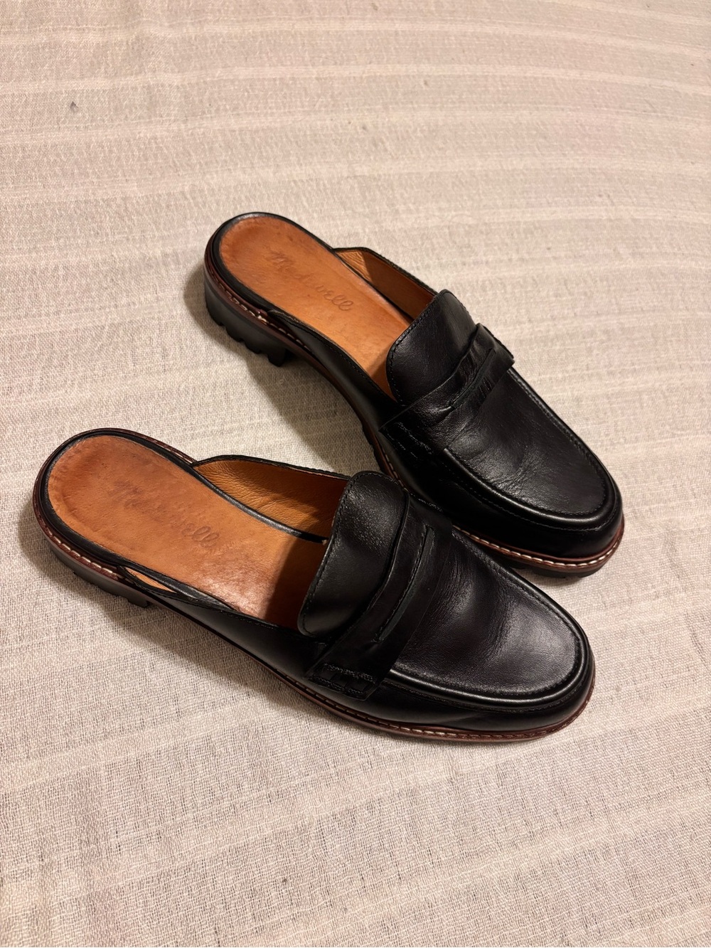 Madewell Black Leather Mule Loafers The Corinne - Picture 2 of 3